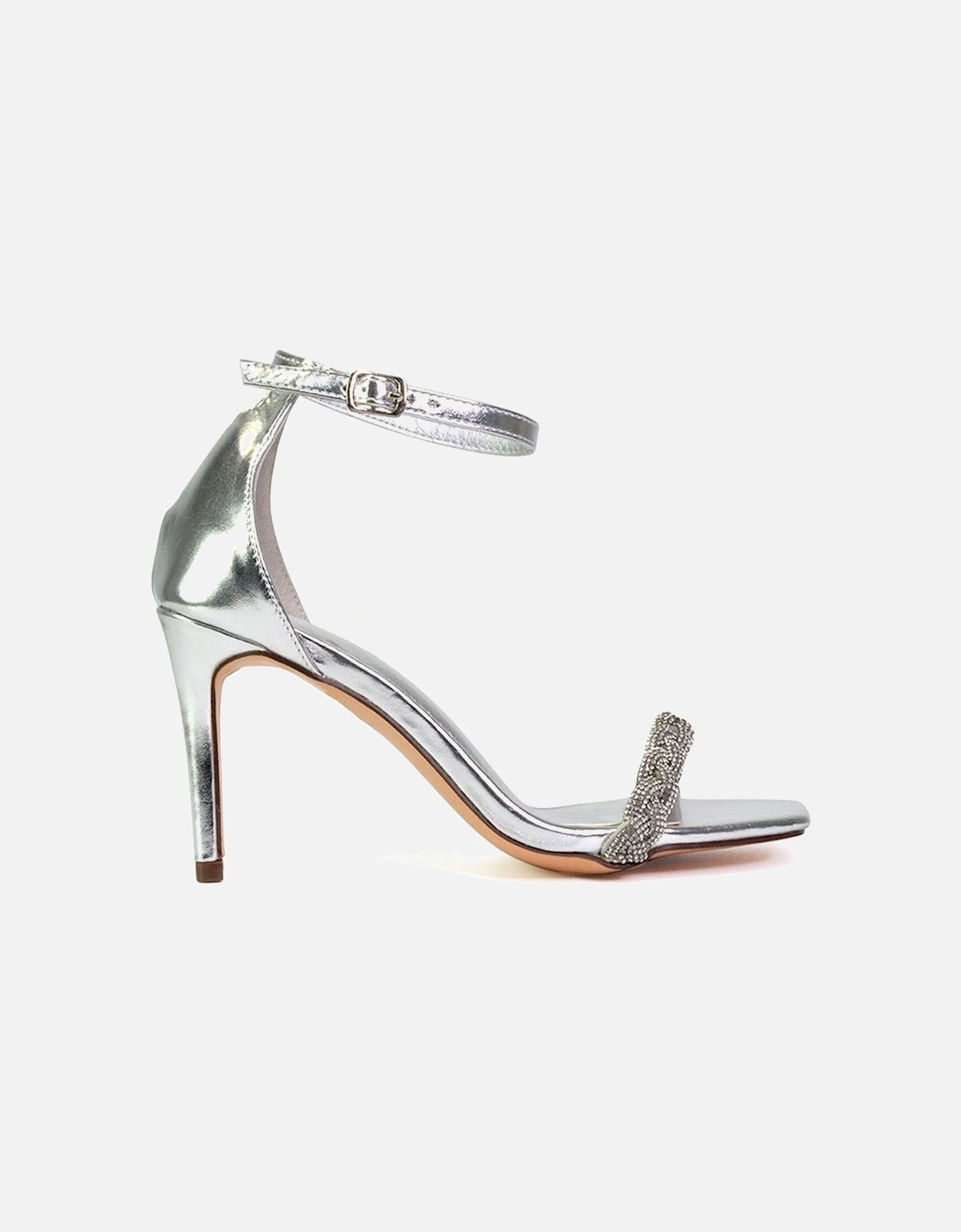 'Peyton' Diamante Strappy Party Square Toe Mid High Heel Stiletto Sandals, 2 of 1