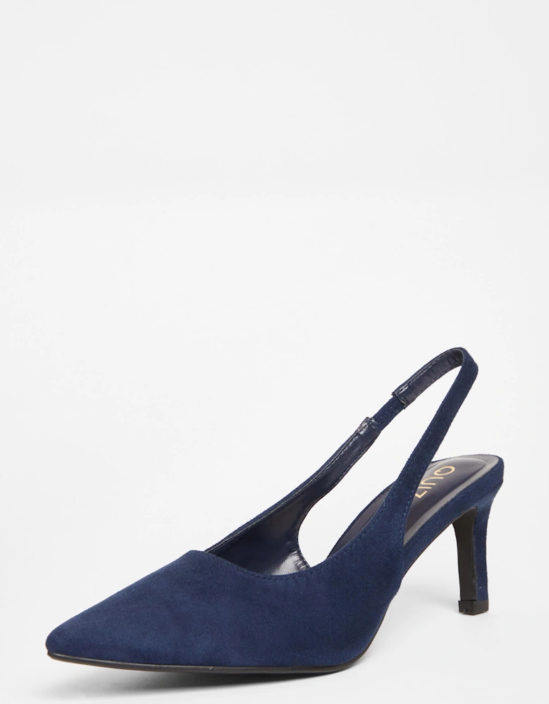 Navy Slingback Low Court Heels