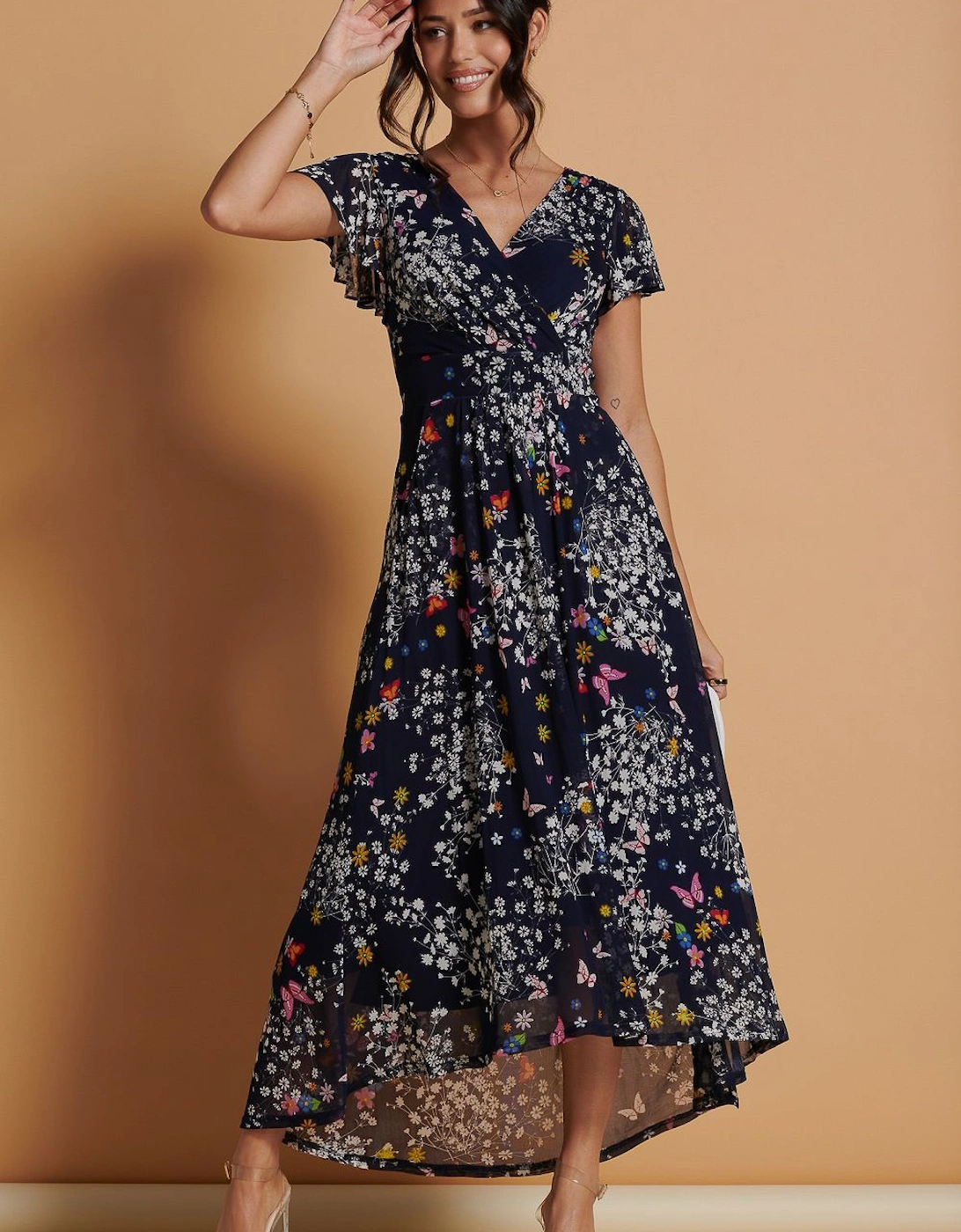 Mesh V-Neck Maxi Dress, 2 of 1