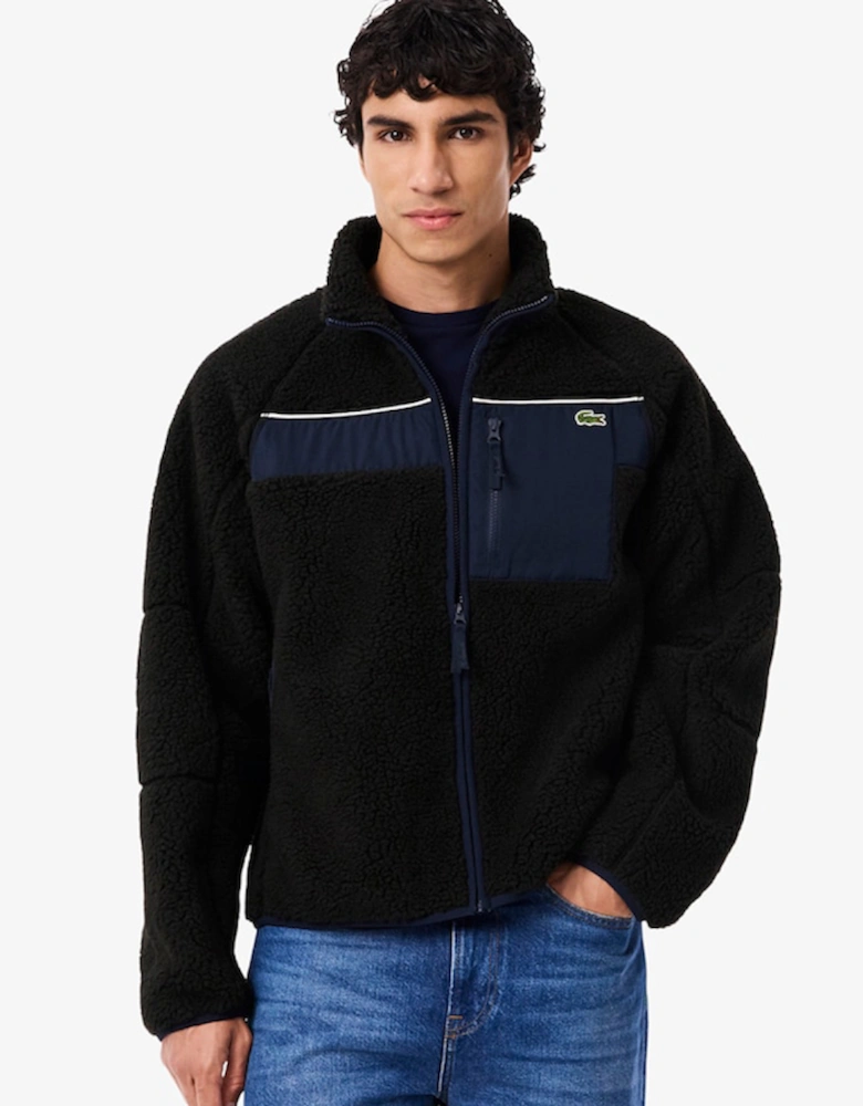 Colour-Block Sherpa Fleece Jacket