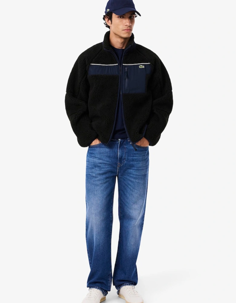 Colour-Block Sherpa Fleece Jacket