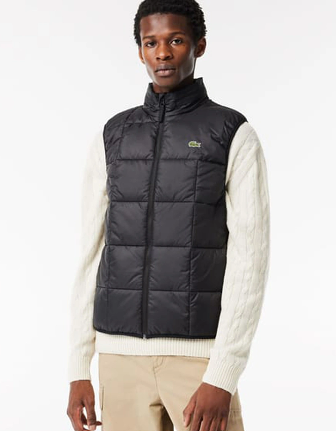 Men's Lacoste Sleeveless Water-Repellent Gilet Vest - Black - Size: 54 42 chest