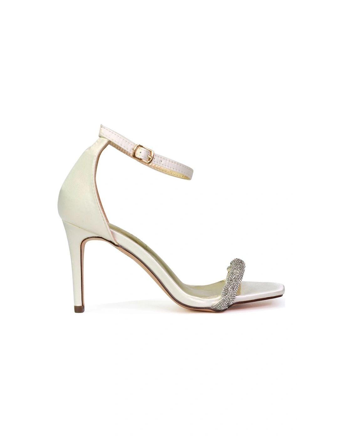 'Peyton' Diamante Strappy Party Square Toe Mid High Heel Stiletto Sandals, 2 of 1