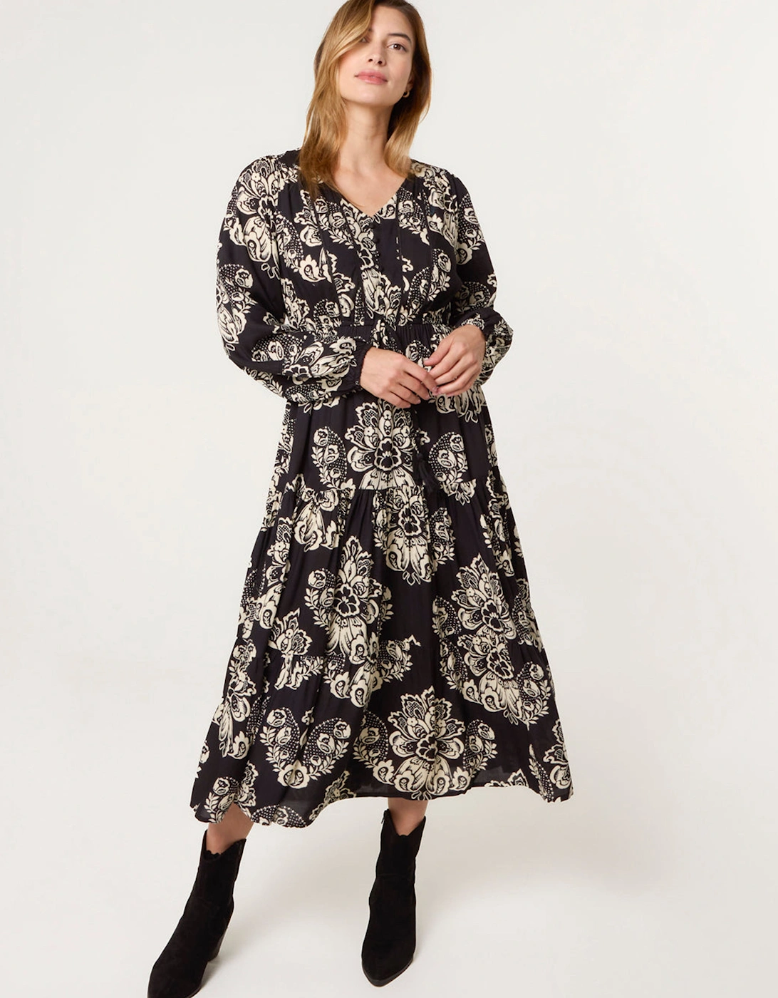 Black Button Front Midi Dress, 2 of 1