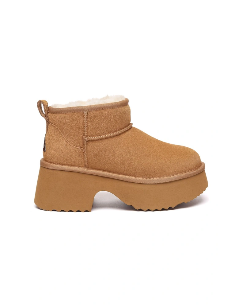 Real Sheepskin Women Nicobar 3-Way Style Platform Mid Boots with EVA Sole