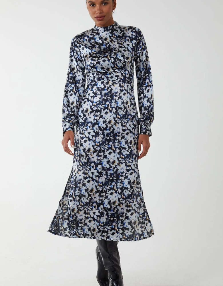 Floral Print High Neck Dress