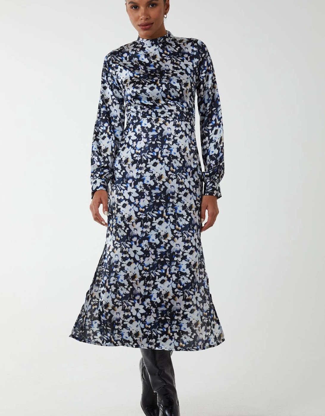 Floral Print High Neck Dress, 2 of 1