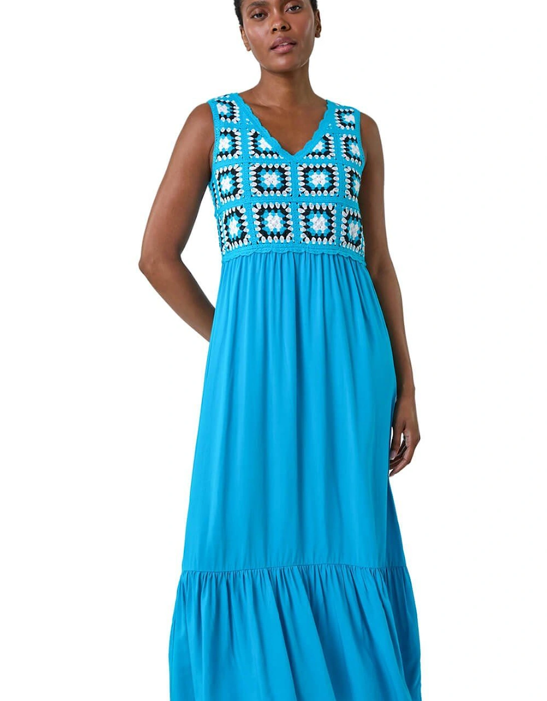 Sleeveless Crochet Fit & Flare Midi Dress, 2 of 1