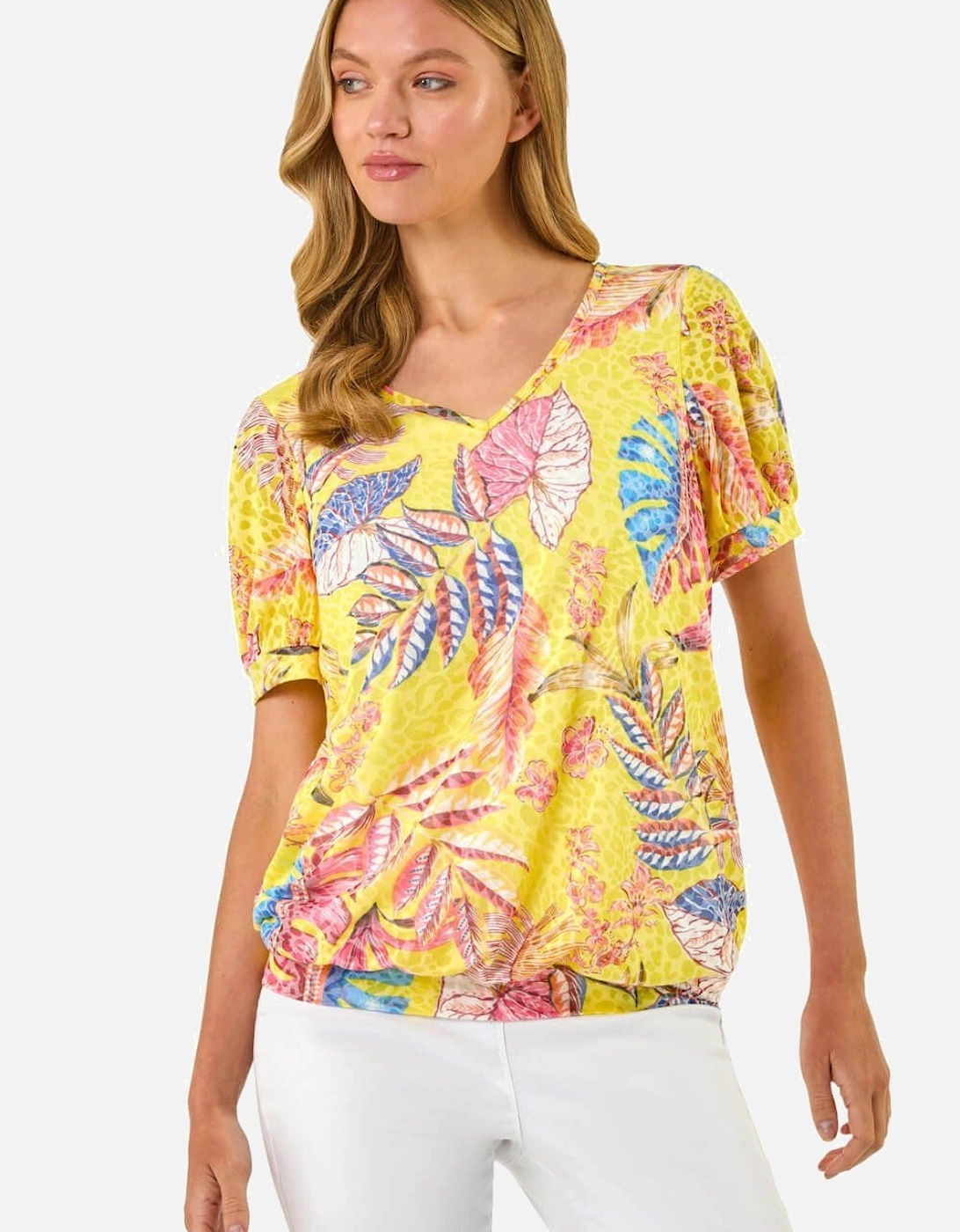 Animal Print Burnout Blouson Top, 2 of 1
