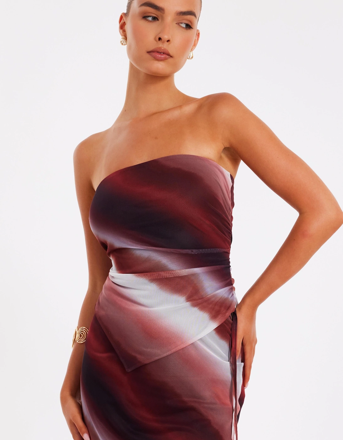 Brown Mesh Ombre Crop Top, 2 of 1