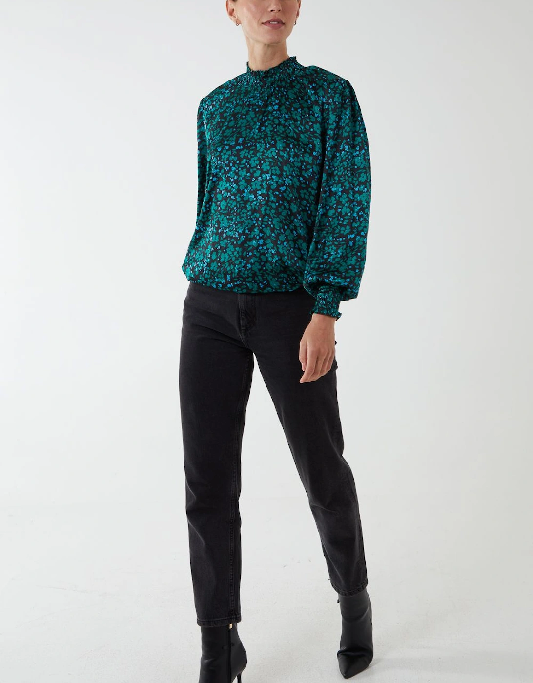 Shirred Balloon Elasticated Hem Top, 2 of 1