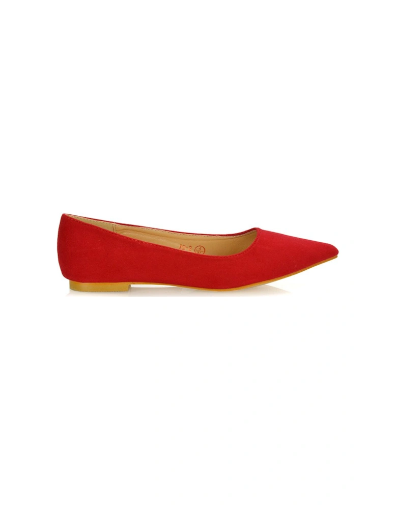 'Alessia' Flat Pointed Toe Low Heel Slip on Bridal Ballerina Pump Shoes