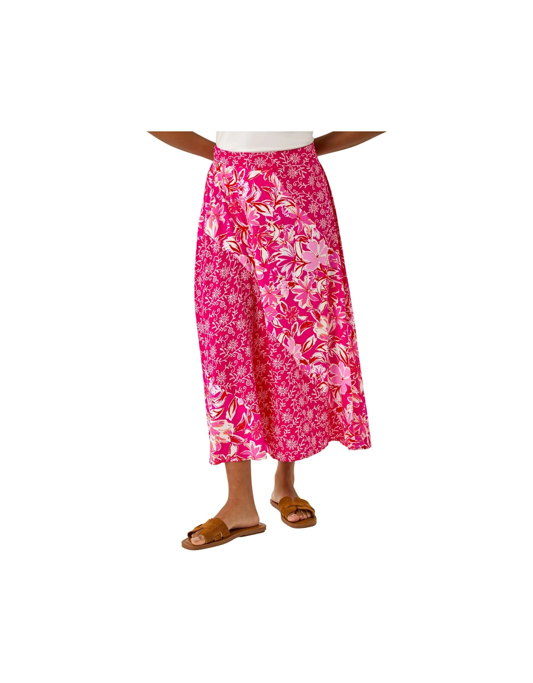 Vivid Multi Floral Print A-Line Skirt, 2 of 1