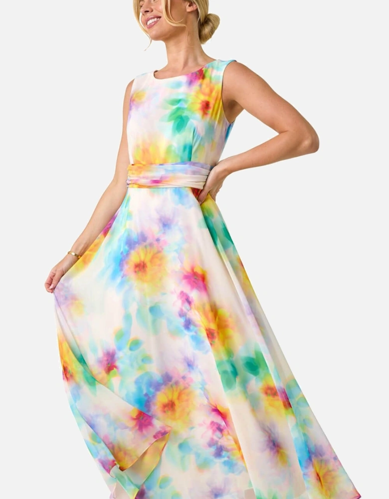 Petite Floral Ruched Midi Dress