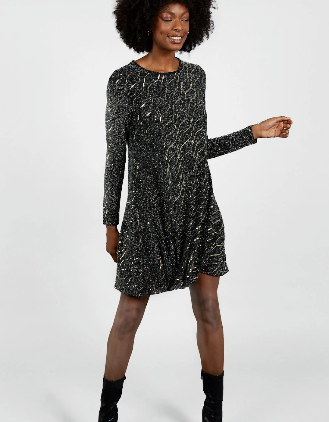 Metallic Mirror Swing Dress, 2 of 1