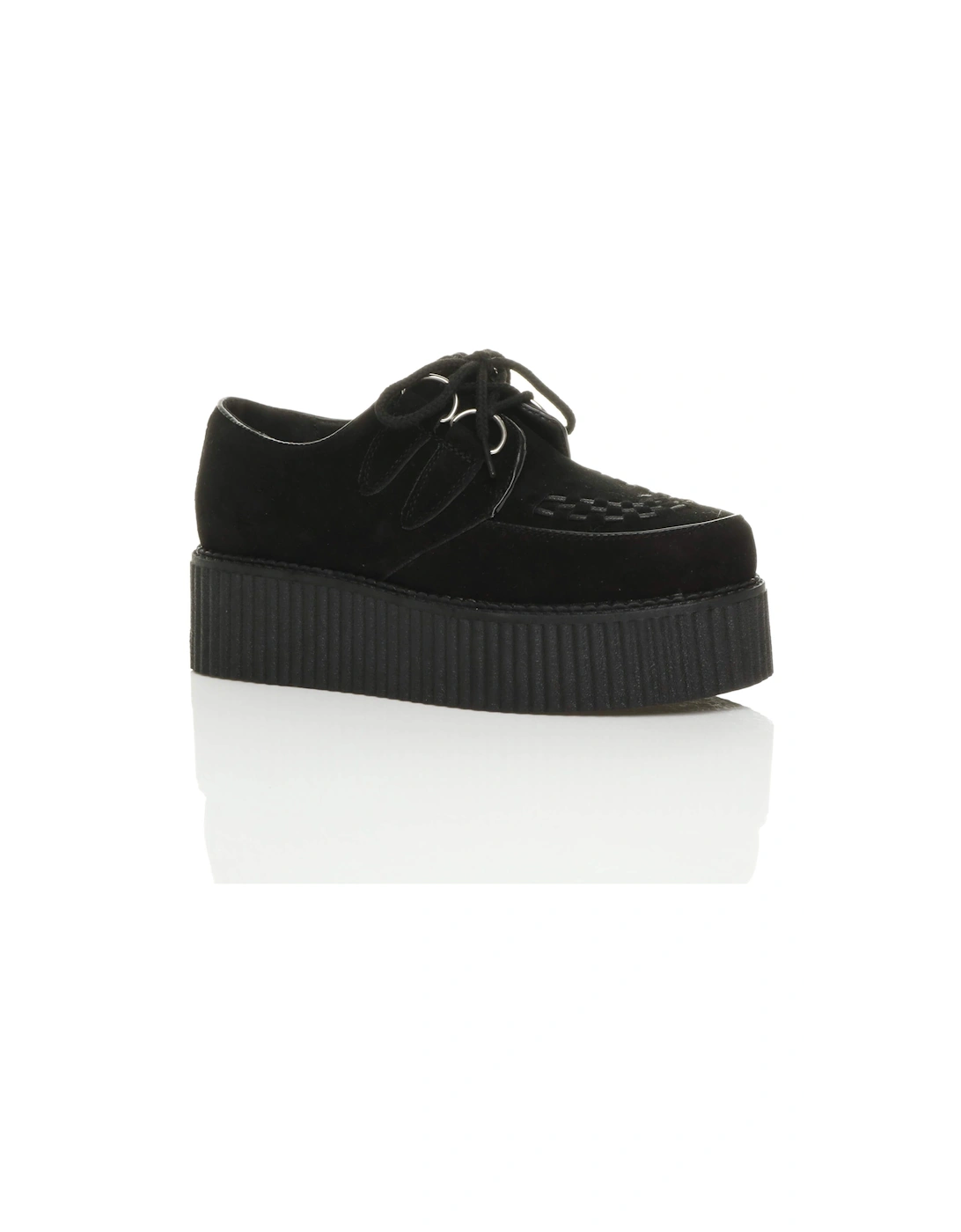 Mid Wedge Heel Brothel Creepers Faux Suede Lace Up Shoes, 2 of 1