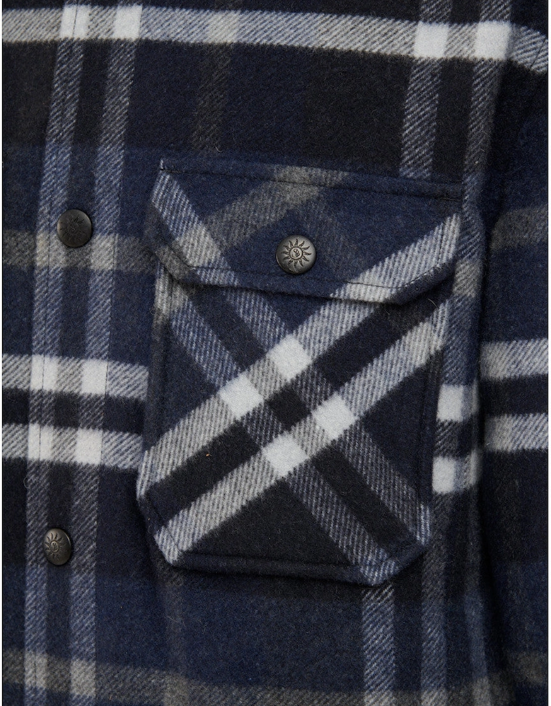 Wool Flannel Quilted Shirt Jacket Navy