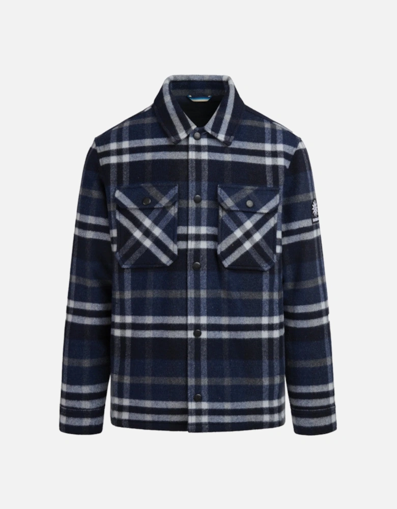 Wool Flannel Quilted Shirt Jacket Navy