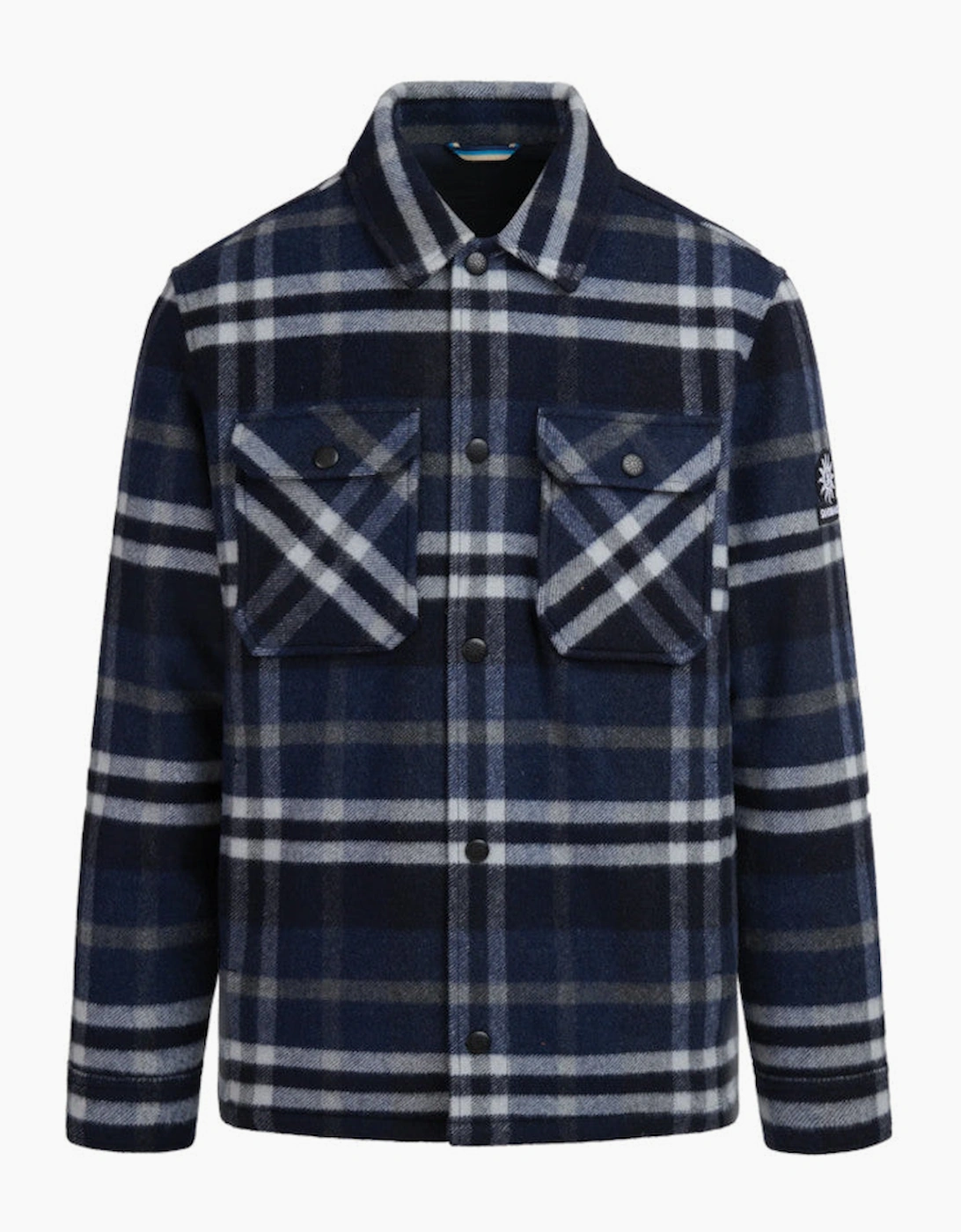 Men's Sandbanks Wool Flannel Quilted Shirt Jacket Navy - Size: 38/Regular