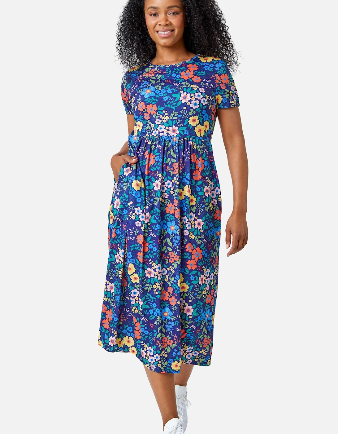 Petite Floral Print Midi Stretch Dress, 2 of 1