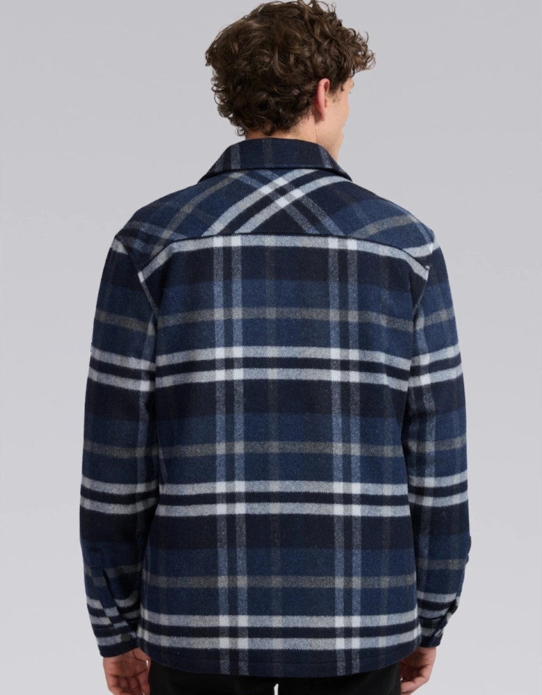 Wool Flannel Quilted Shirt Jacket Navy