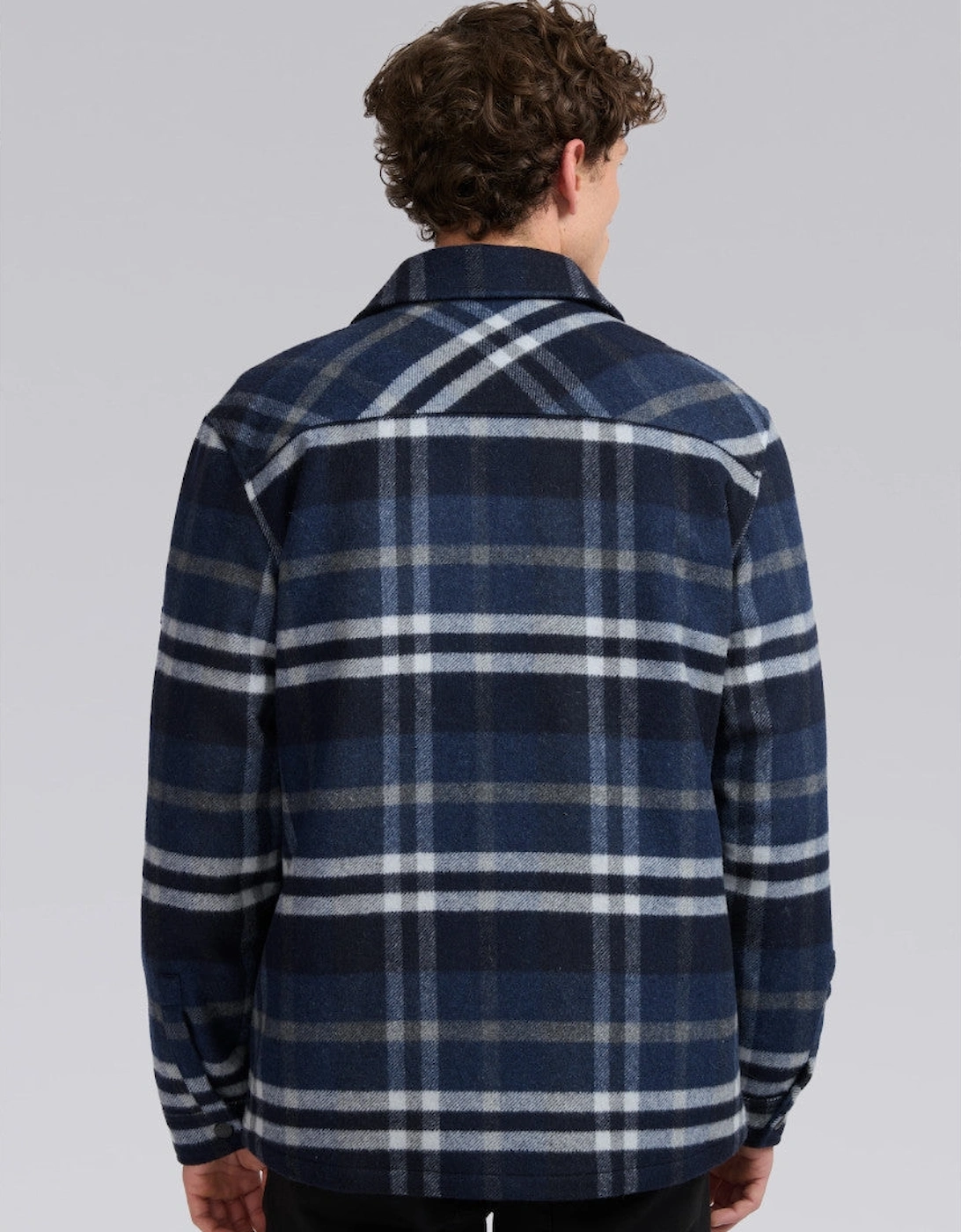 Wool Flannel Quilted Shirt Jacket Navy