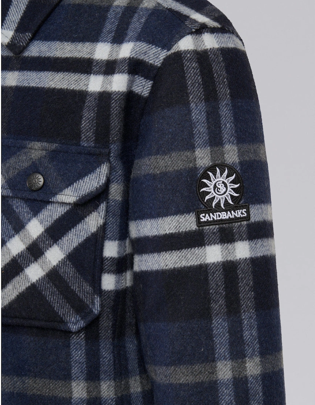 Wool Flannel Quilted Shirt Jacket Navy