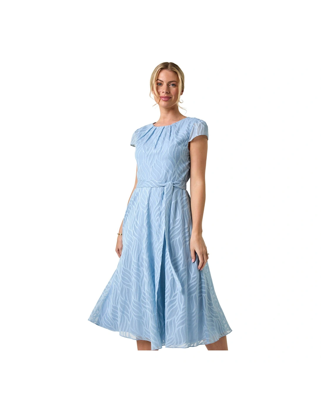 Petite Jacquard Gathered Neck Dress, 2 of 1