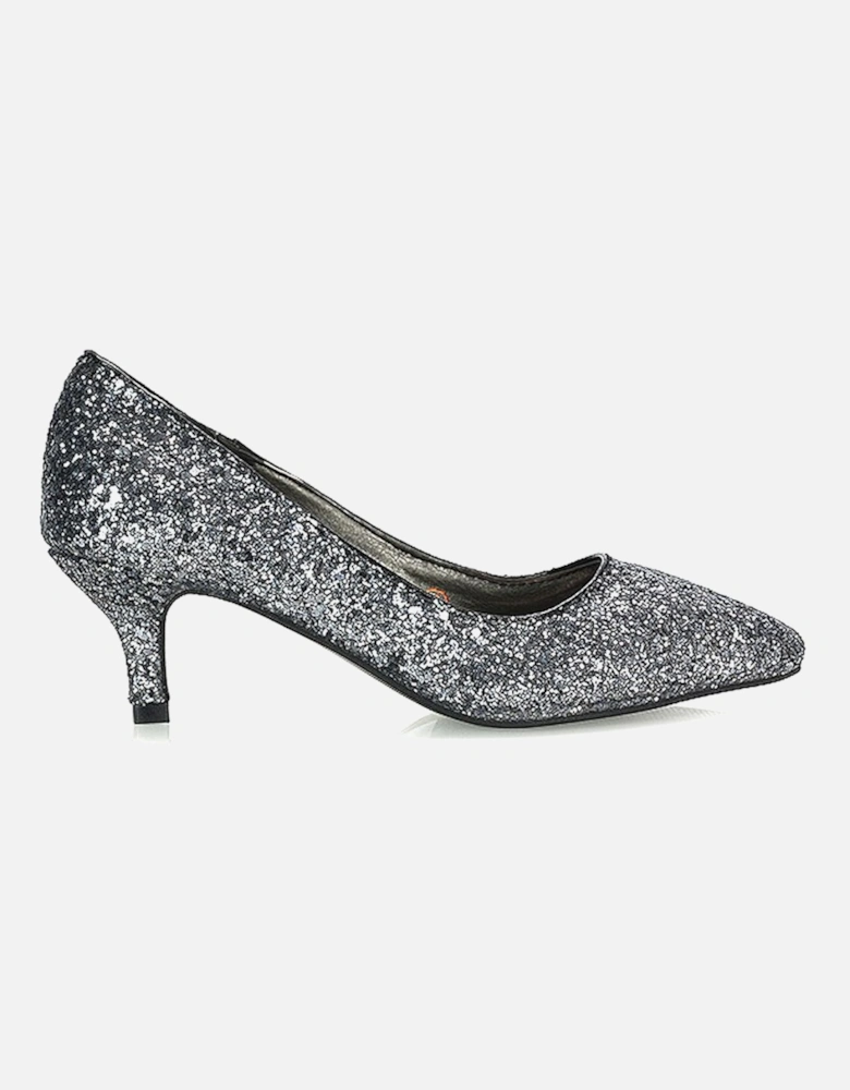 'Gwyneth' Pointed Toe Mid Stiletto Kitten Heel Court Shoes