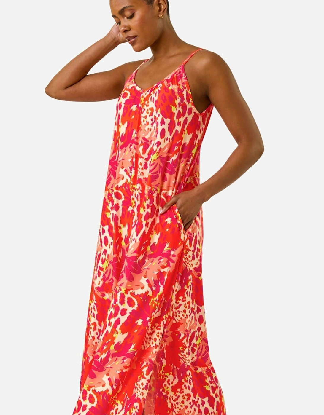 Abstract Print Swing Midi Stretch Dress, 2 of 1