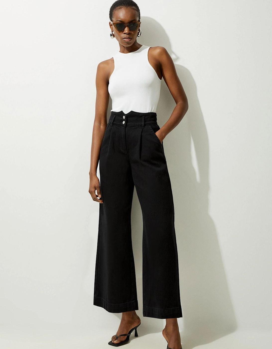 Petite Denim Wide Leg Trousers, 2 of 1