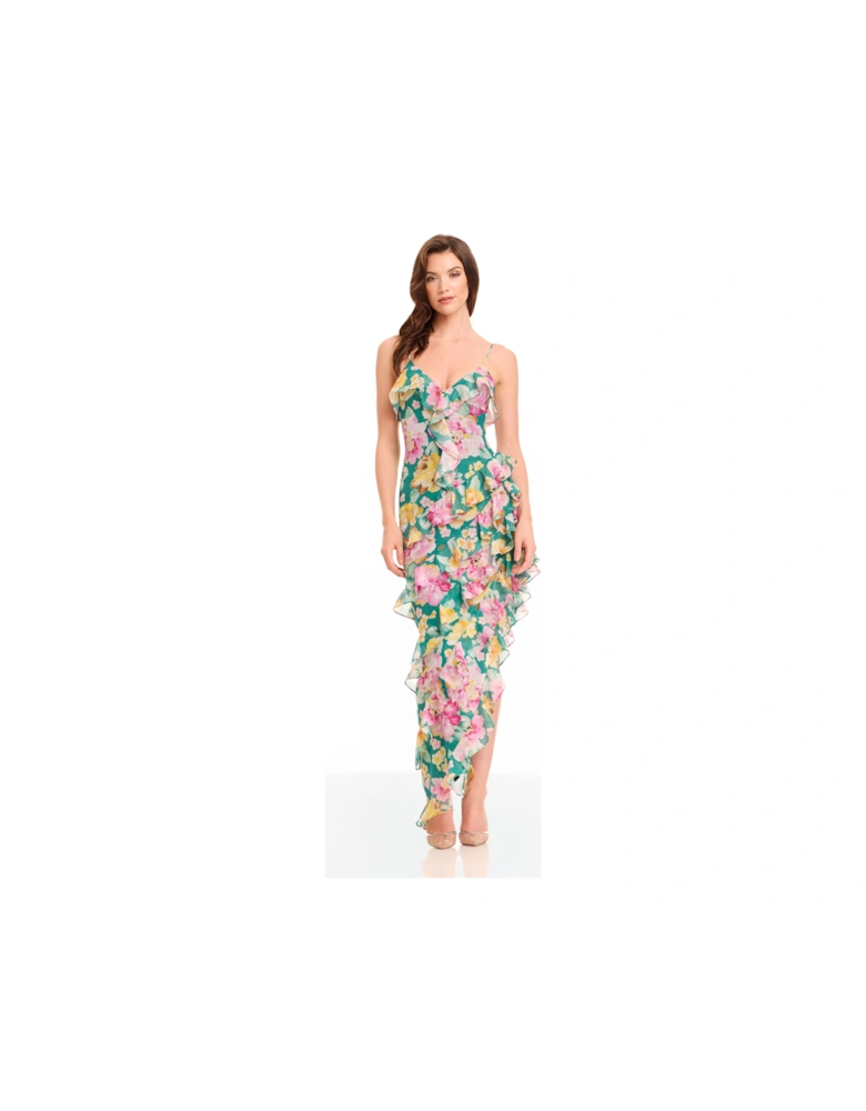 Josefina V-Neck A-Line Gown Floral