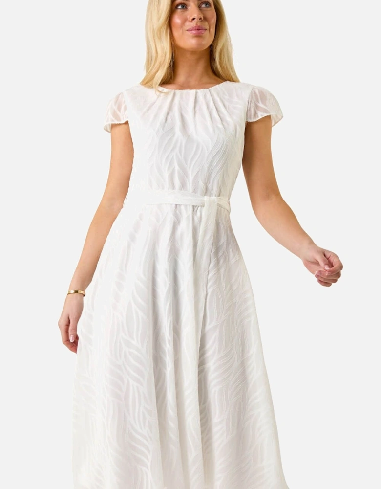 Petite Jacquard Gathered Neck Dress