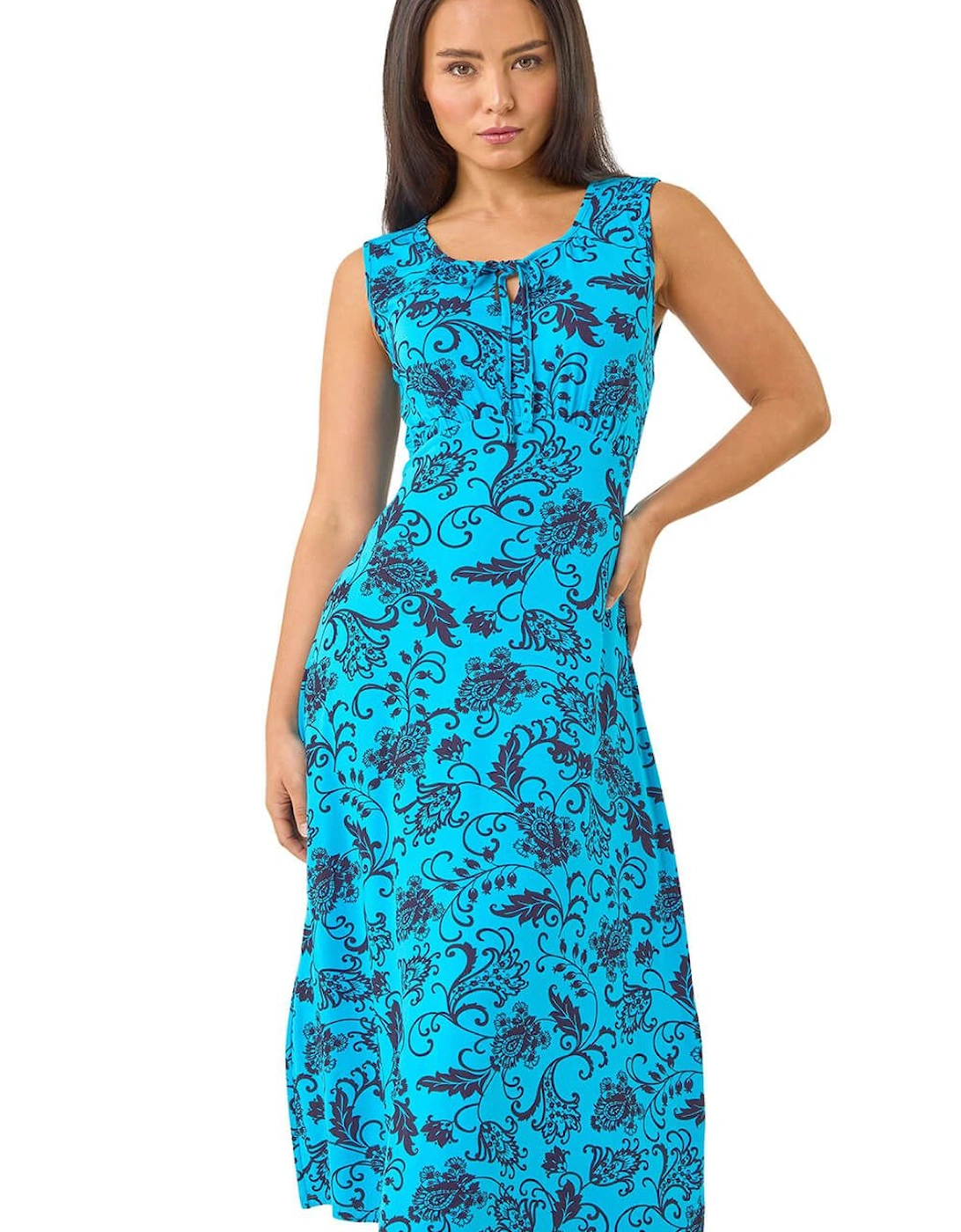 Petite Paisley Print Tie Front Midi Dress, 2 of 1