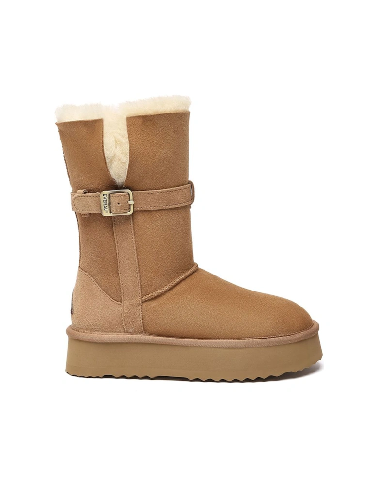 Real Sheepskin Brush 3-Way Style Platform Mid Boots with EVA Sole
