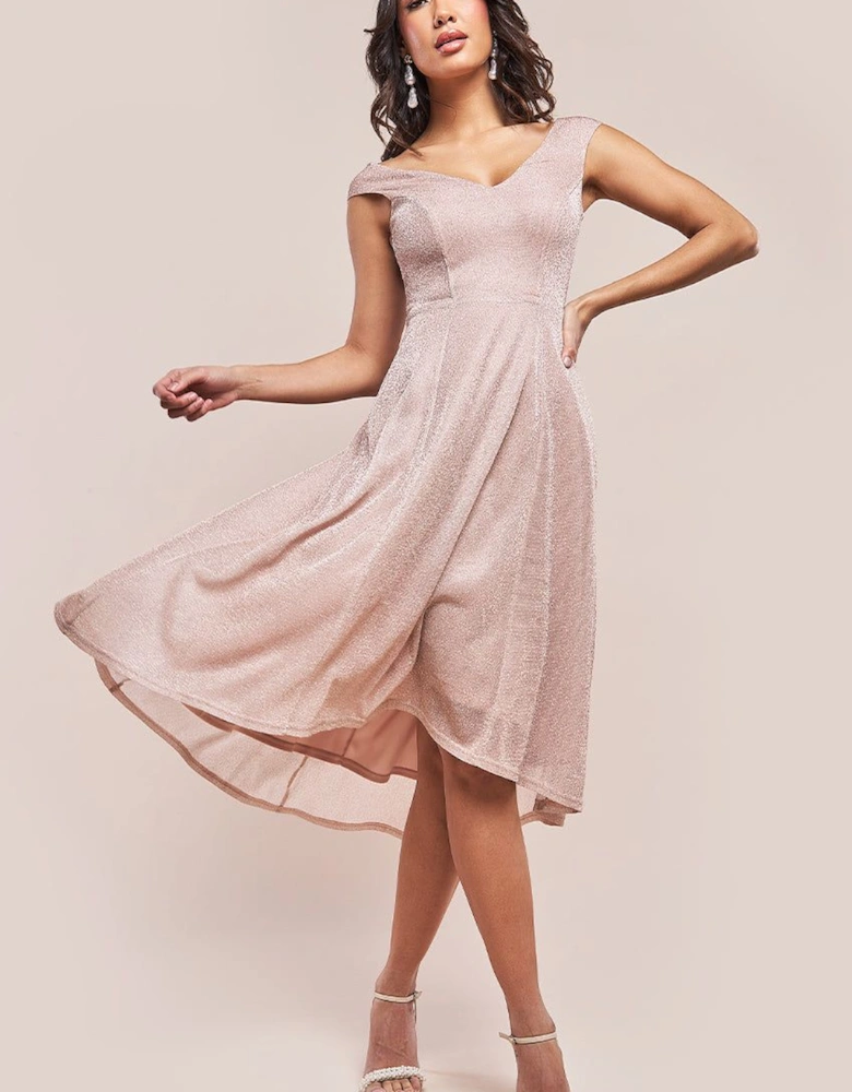 Off The Shoulder Sparkling High Low Dress