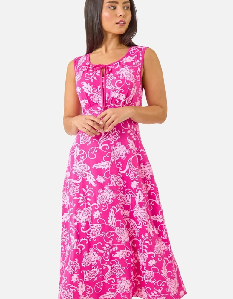 Petite Paisley Print Tie Front Midi Dress
