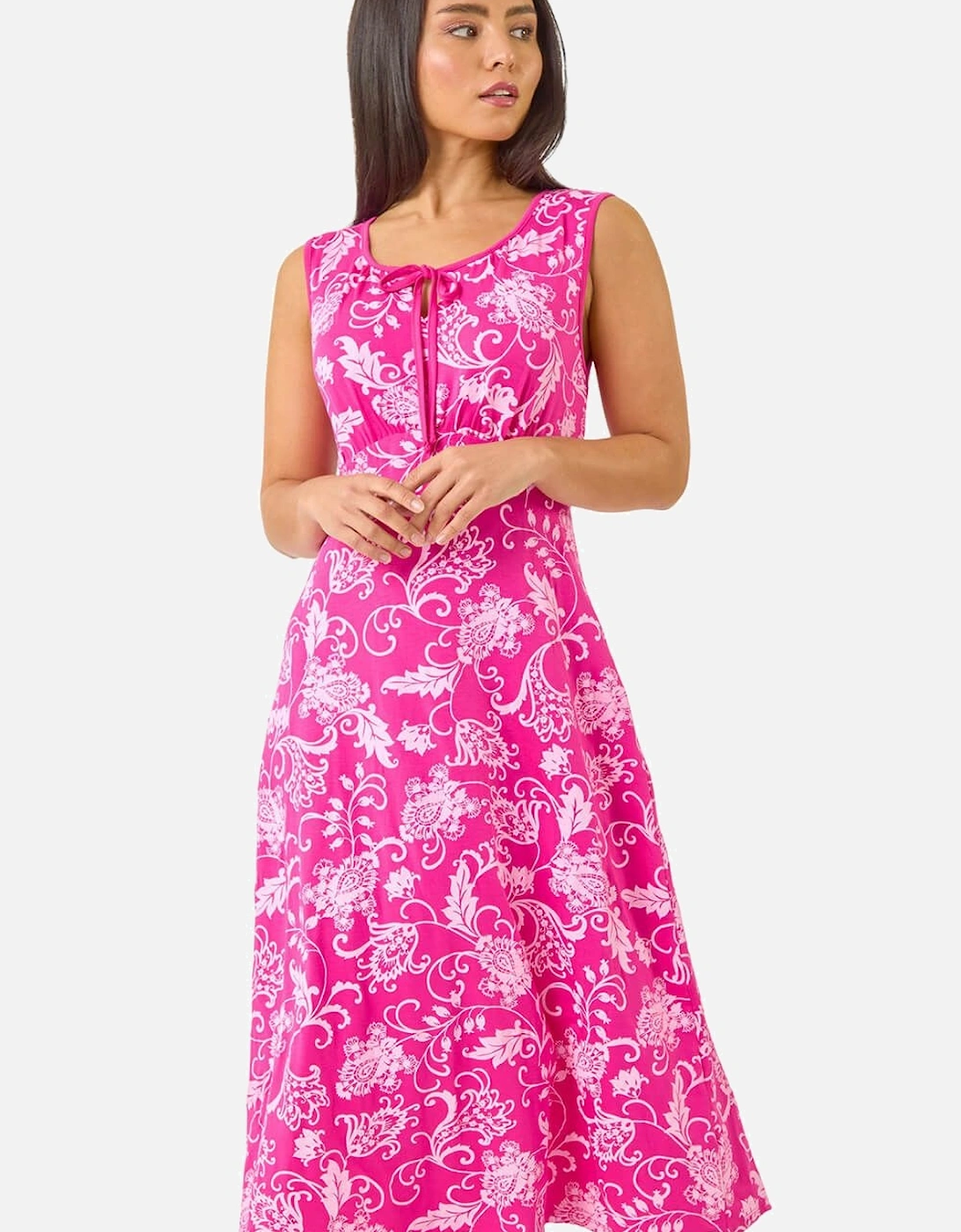 Petite Paisley Print Tie Front Midi Dress, 2 of 1