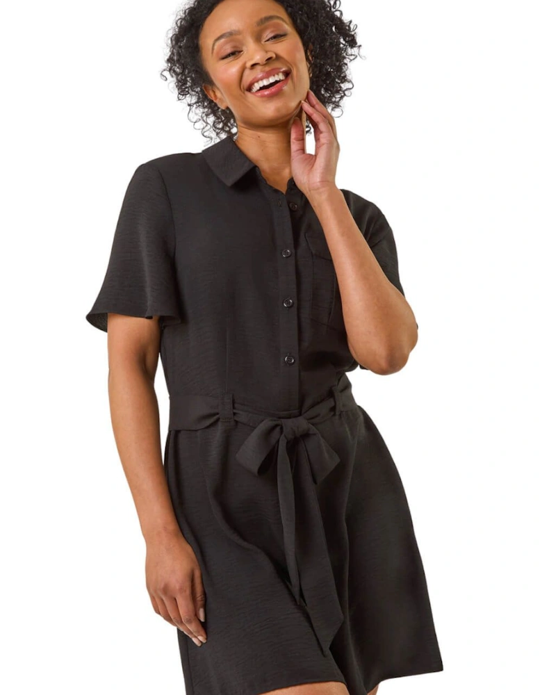 Petite Button Front Tie Playsuit