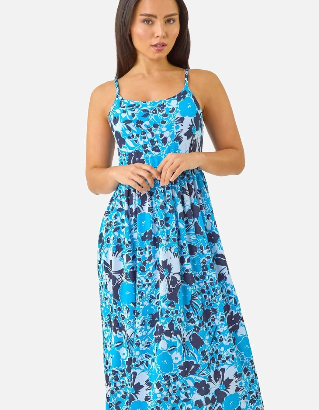 Petite Floral Print Strap Midi Dress, 2 of 1