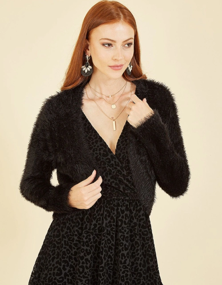 Black Eyelash Knit Bolero