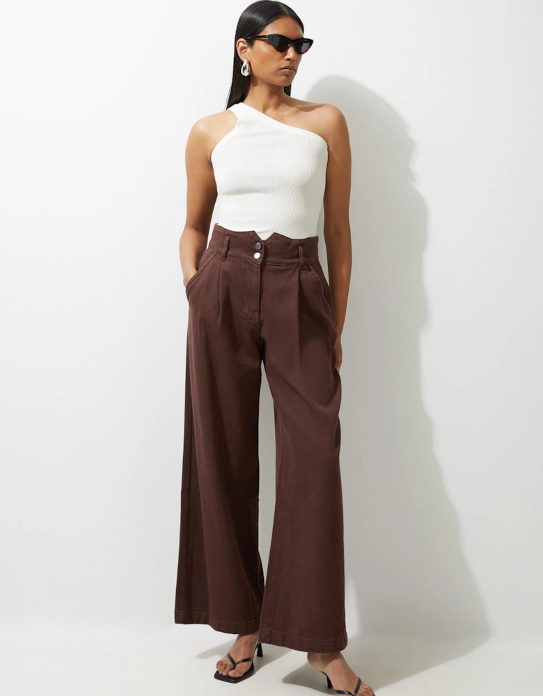 Petite Denim Wide Leg Trousers