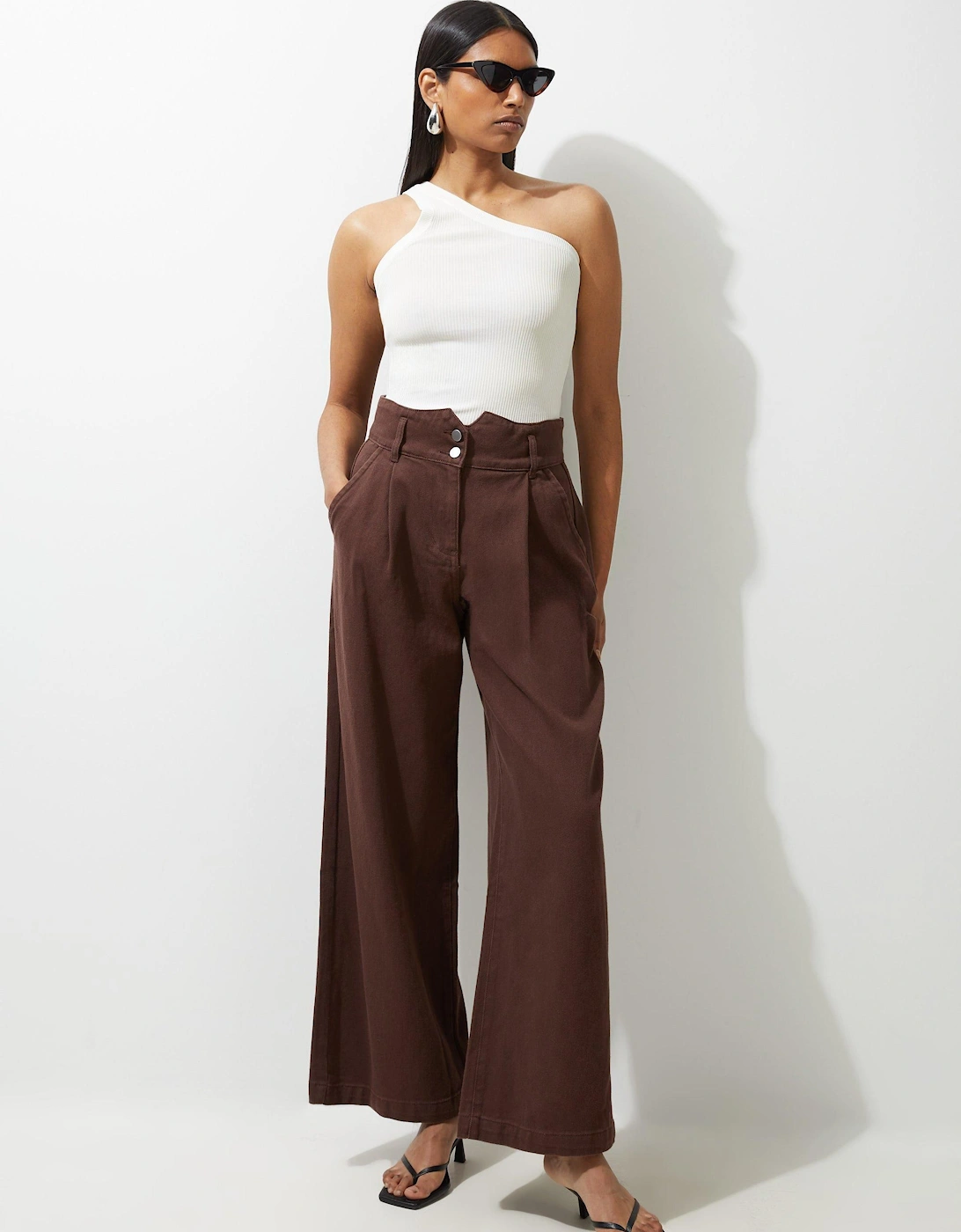 Petite Denim Wide Leg Trousers, 2 of 1
