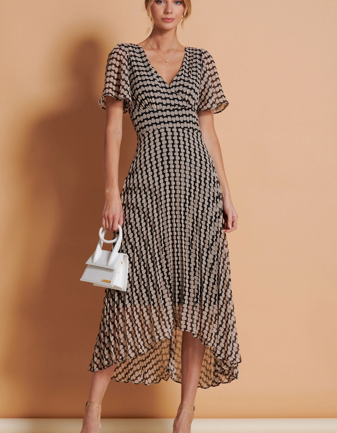 Angel Sleeve Pleated Chiffon Maxi Dress, 2 of 1