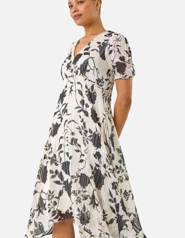 Floral Print Hanky Hem Midi Dress