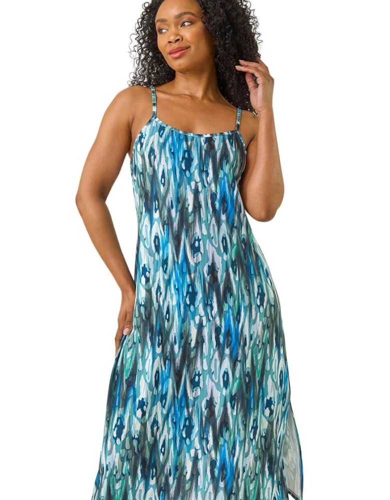 Petite Abstract Print Shift Midi Dress