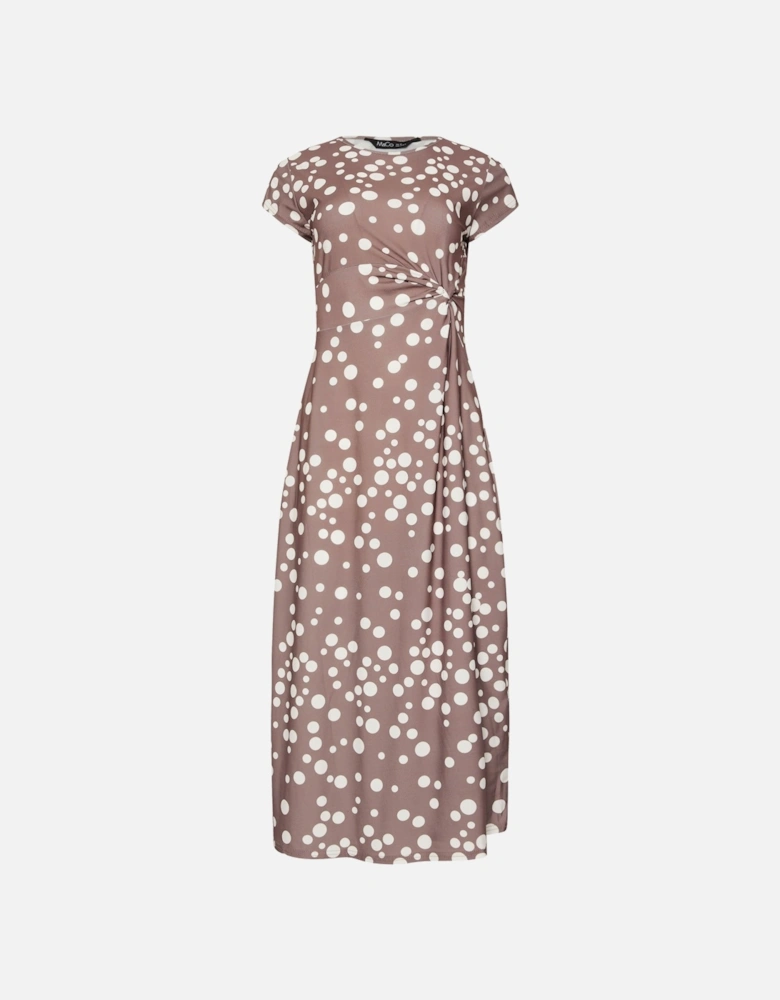 Polka Dot Side Twist Midi Dress