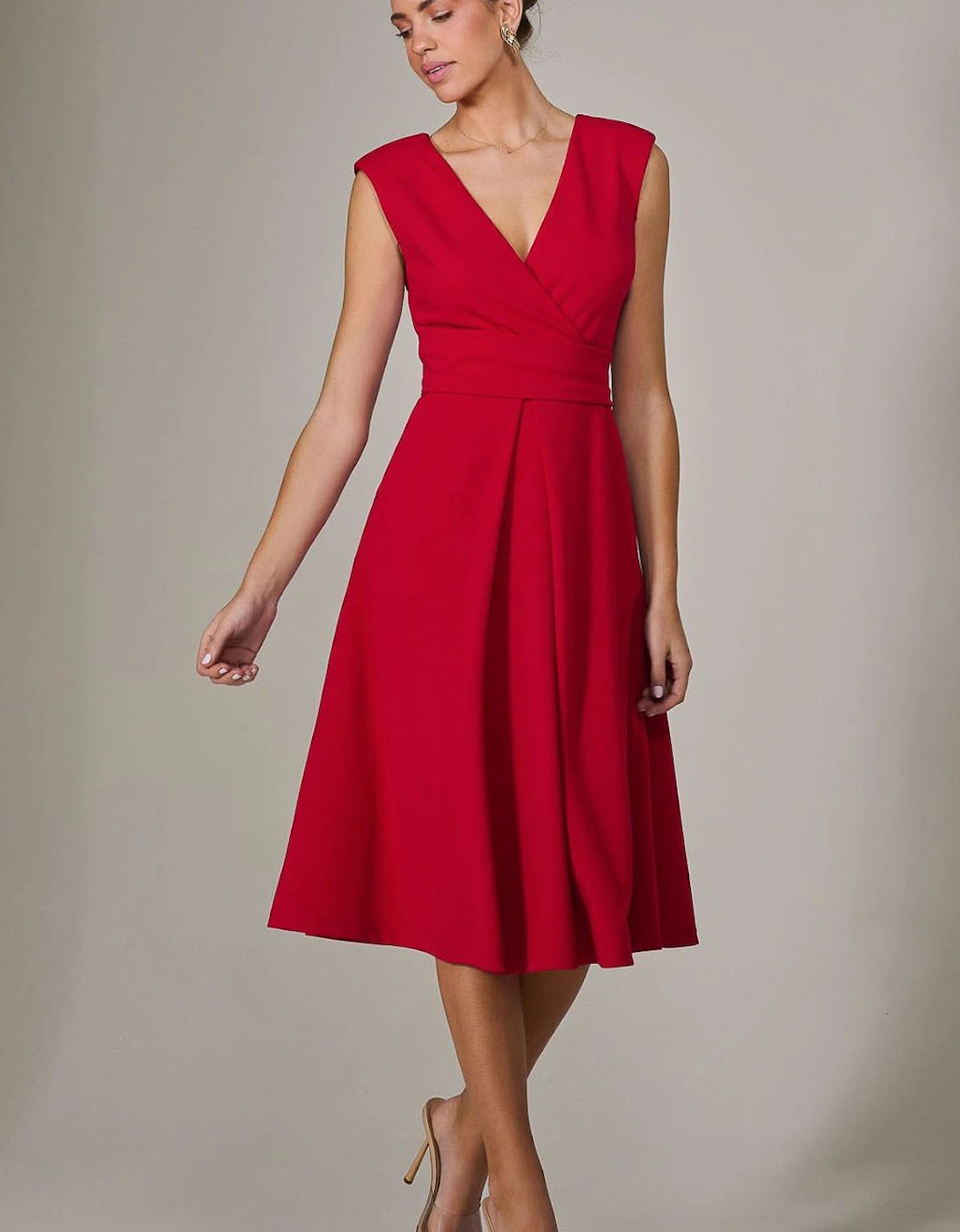 Sleeveless Tie Waist Midi Dress, 2 of 1