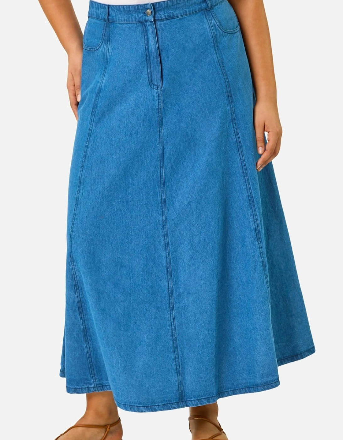 Curve Cotton Denim Swing Skirt, 2 of 1