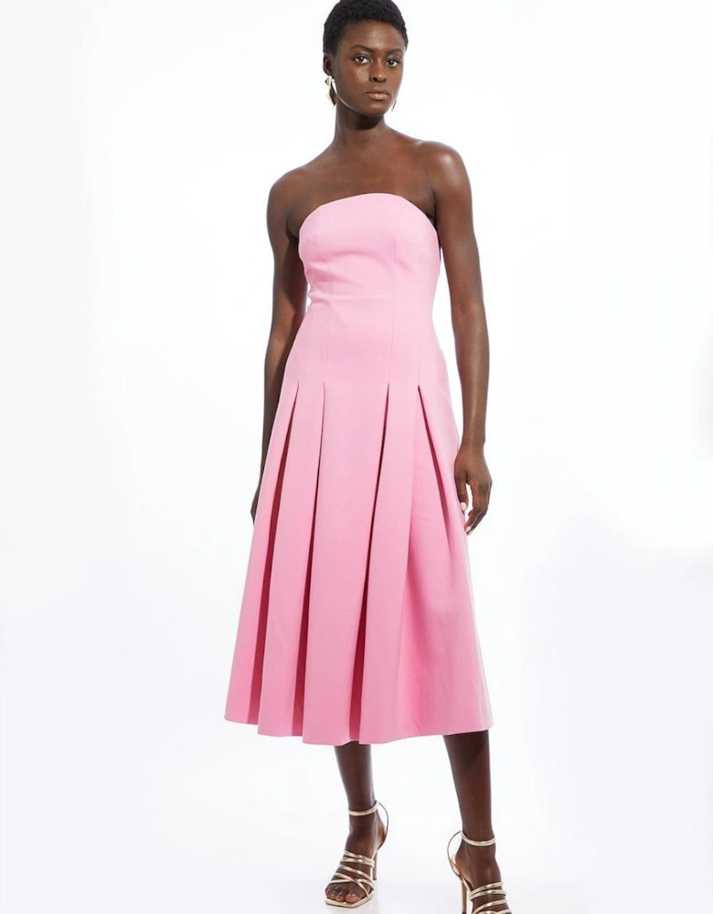 Petite Compact Stretch Tailored Midi Prom Dress